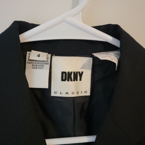 DKNY Womens Blazer Size 4 Navy Blue Wool Blend Classic Jacket Dark Academia - Picture 7 of 8
